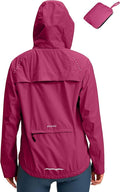 Bikewa Women's Cycling Rain Jackets Waterproof Windbreaker Lightweight Running Windproof Reflective Jacket Packable Hooded