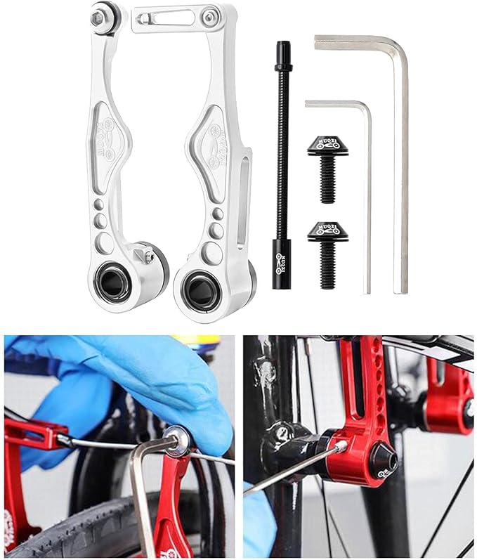 Linear Pull Bike V Brakes Front Rear Set Replacement Fit,Aluminum Alloy V-Type Bike Brake Set for Road Bike Bike BMX Repairing Accessories