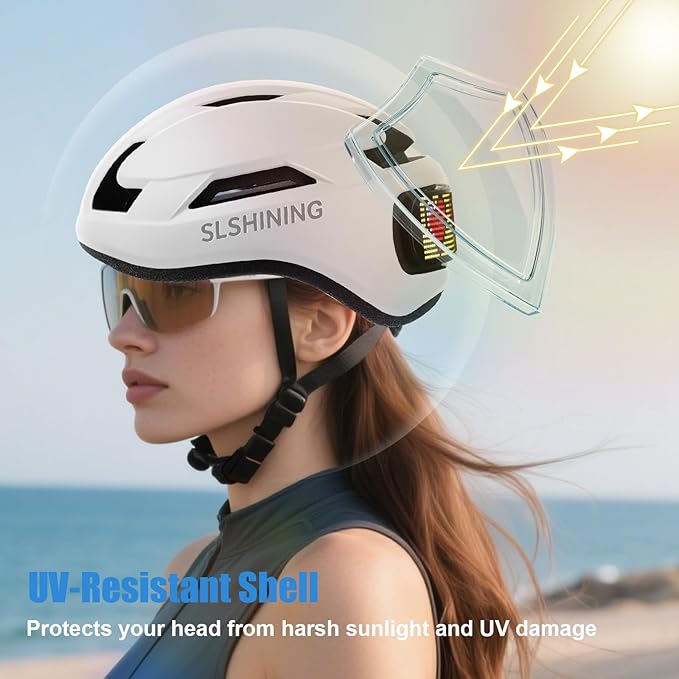 Bike Helmet, Bicycle Helmets with Light, 360° High Visibility LED Display, Lightweight Adjustable Mountain Bike Helmet with Turn Signals, Smart APP Controlled, Helmets for Adults, Youth, Men & Women