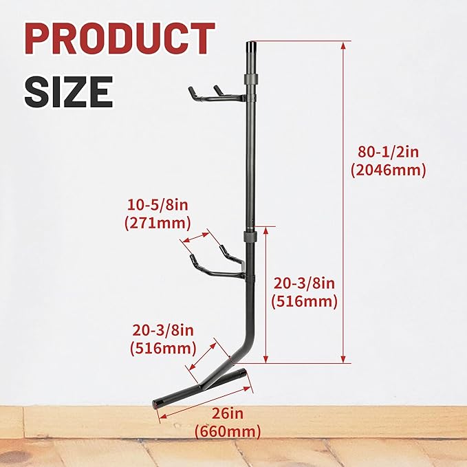 KUAFU 2 Bike Bicycle Vertical Gravity Hanger Stand, Bike Home Adjustable Storage Rack, In-Home Bicycle Bunk for Garages or Apartments,80 lbs