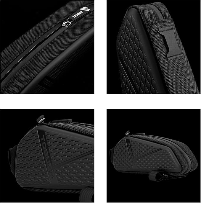 Bike Top Tube Bag, Small Front Frame Bag, Waterproof PU & EVA Hard Shell Bicycle Pouch for Phone & Tools, Cycling Accessories (1.2L)
