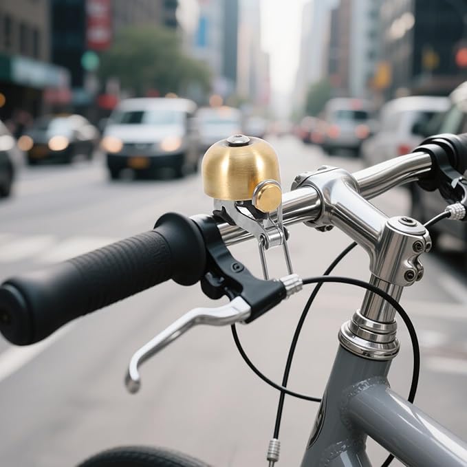 Copper Bike Bell Vintage Cycling Bell with Loud Sound Brushed Copper for Road Mountain Folding Bikes Bicycle Handlebar Accessory Suitable for Urban Commuting and Outdoor Riding