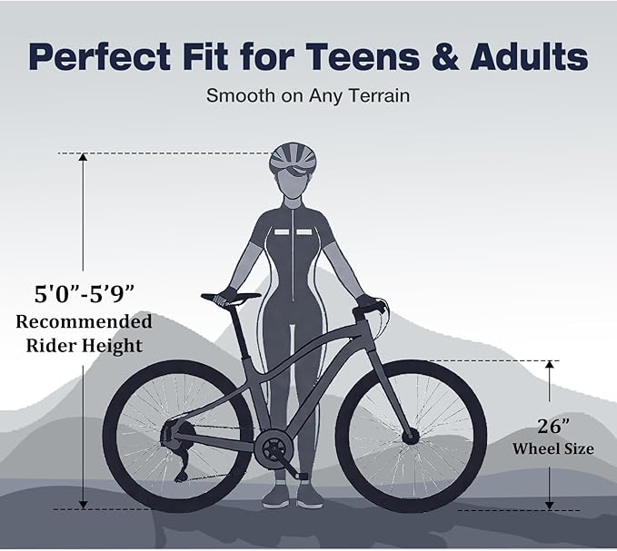 Convend 24/26/27.5" Mountain Bike for Adults, 21-Speed Twist Shifters, Lockout Suspension Fork, Dual Disc Brakes, High-Carbon Steel Frame, All-Terrain Tires, 85% Pre-Assembled