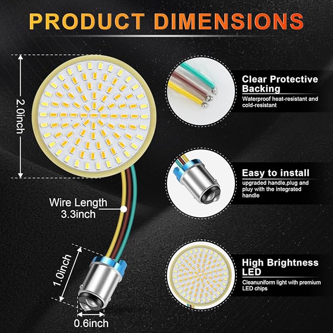 LivTee Extremely Bright Front Turn Signals & Running Switchback LED Lights Panel with 1157 Base Compatible for Harley Dyna Street Glide Road King, White/Amber
