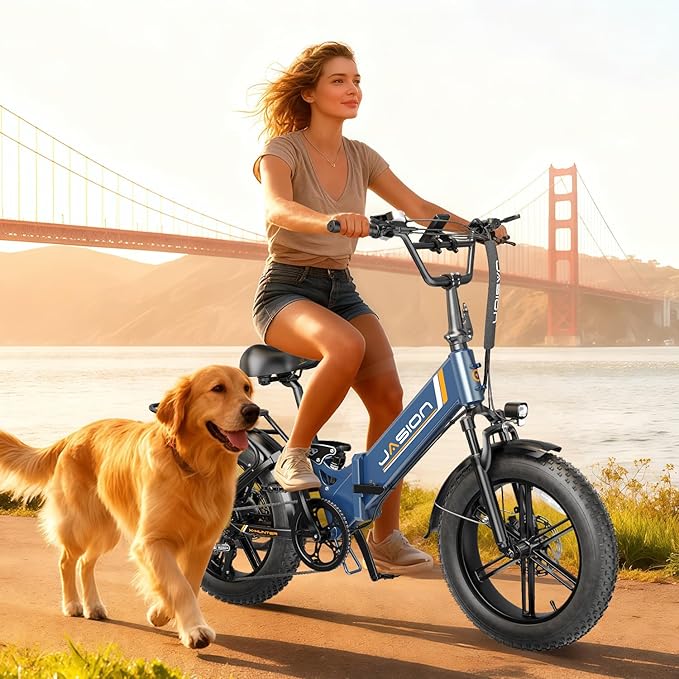 Jasion X-Hunter ST/PRO Foldable Electric Bike for Adults with 20'' Fat Tire,Up to 71-80 Miles Range Ebike,1800W/1400W Peak Motor,30+MPH E Bike,Full Suspension&Dual Hydraulic Disc Brakes Bicycles