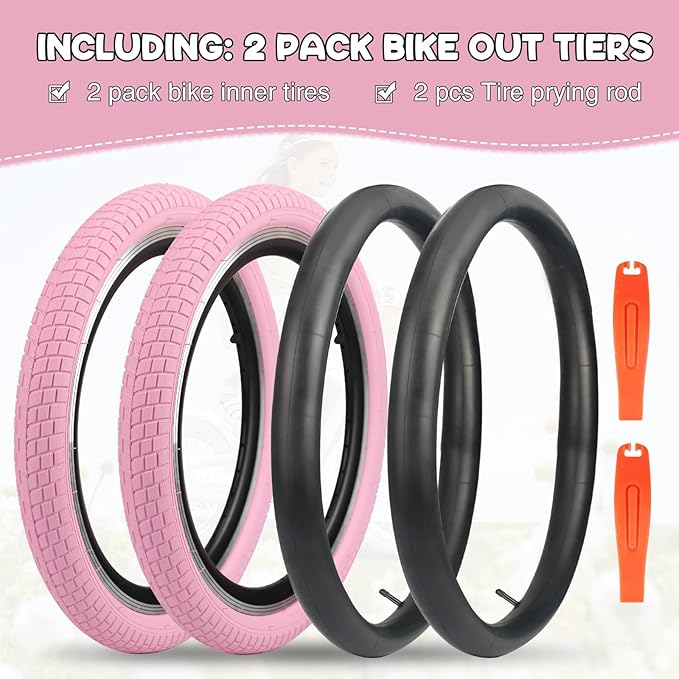12/16/20x2.125 Bike Tires 1/2 Pack 12/16/20 Inch Kids Folding Replacement Tire/Tube Suitable for Tires 12/20x2.1 12/16/20x2. 125 12/20x2.25, Multiple Colors