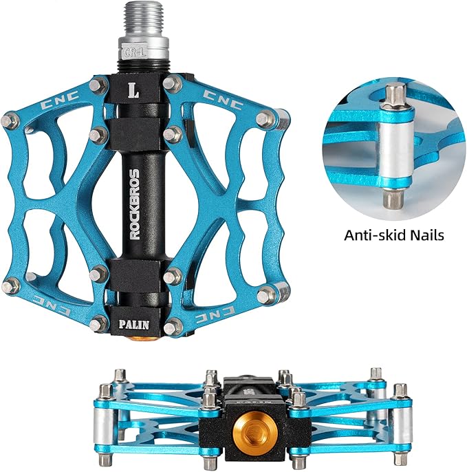 ROCKBROS Mountain Bike Pedals MTB Pedals CNC Non-Slip Lightweight Aluminum Alloy Bicycle Pedals Sealed Bearings Bicycle Platform Pedals 9/16" BMX Road Bike Pedal