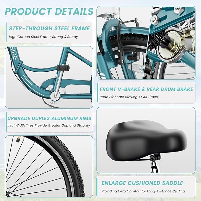 LILYPELLE Adult Folding Tricycles, 7 Speed Folding Adult Trikes, 20/24/26 inch 3 Wheels Bikes with Low Step-Through, Large Basket, Foldable Tricycle for Adults, Women, Men, Seniors