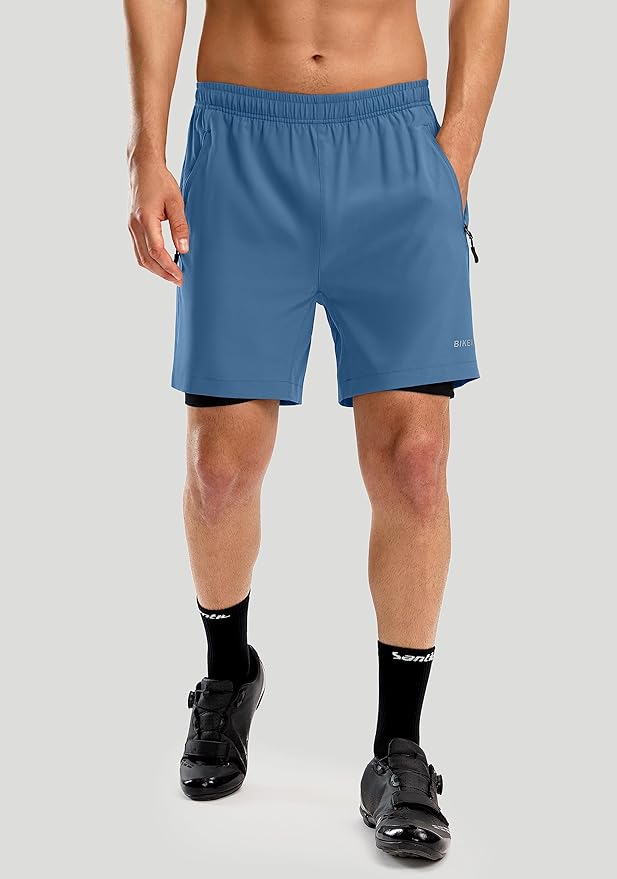 Bikewa Men's Mountain Bike Shorts 3D Padded Loose-fit Riding Biking Cycling Bicycle Biker Shorts for Men Zipper Pockets