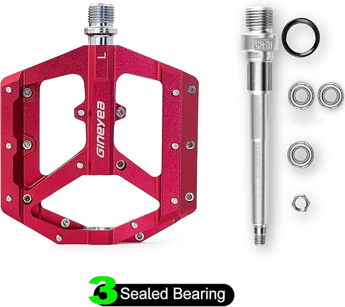 Mountain Bike Pedals, Aluminum Alloy Flat Platform, 9/16" Sealed Bearing, Lightweight Bike Pedals for MTB BMX Road Bicycle