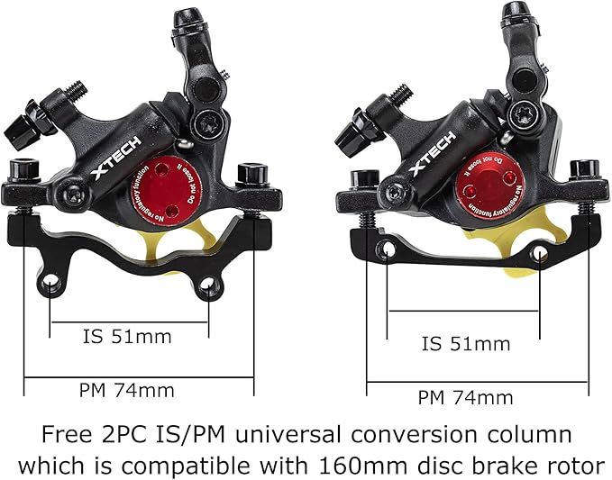BUCKLOS Zoom HB-100 MTB Line Pulling Hydraulic Disc Brake Calipers Front + Rear, Aluminum Alloy Mountain Bike Hydraulic Disc Brakes with is/PM Universal Caliper Adapter for XC Trail, Fat Bike…
