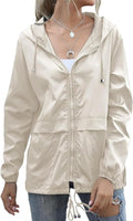 Women's Waterproof Raincoat Lightweight Rain Jacket Hooded Windbreaker with Pockets for Outdoor