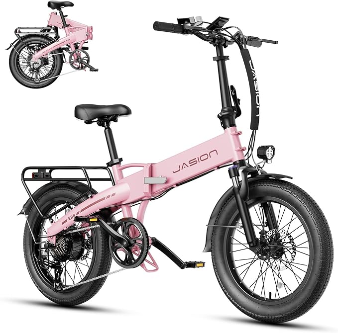 Jasion Electric Bike for Adults, 1000W Peak Motor Foldable Ebike, Aluminum 20'' Fat Tire Electric Bicycle Built-in 48V Removable Battery, EBS Commuter E Bikes up to 23 MPH & 45 Miles Max Range