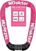 NDakter Bike Lock, 5 Digit Combination Heavy Duty Anti Theft Bicycle Chain Lock, 2.62/3.2/4.27/5/6Ft Long, High Security Resettable, Suitable for Bike, Scooter, Door, Gate, Fence-4/6mm Thick
