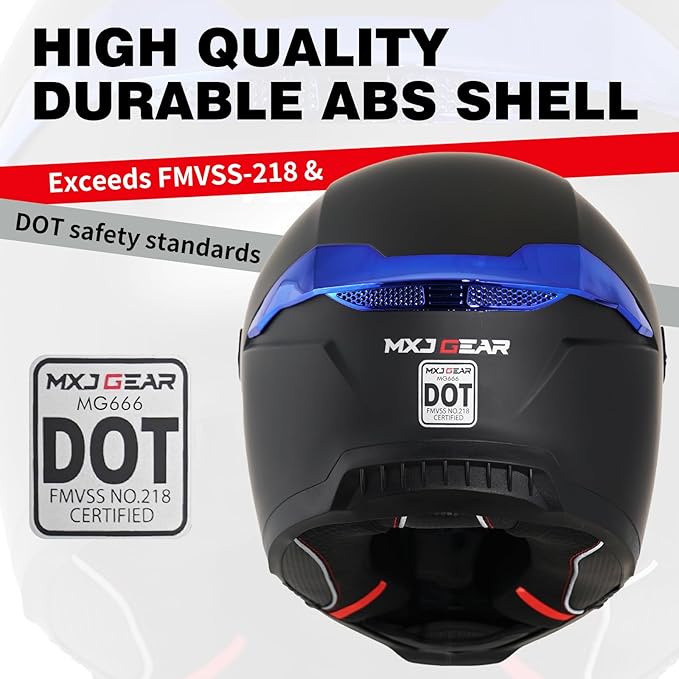 Motorcycle Helmets for Adult Men Women,Full Face Motorcycle Helmet,MG666 DOT Approved Motorbike Racing Street Bike Helmets with Two Visors