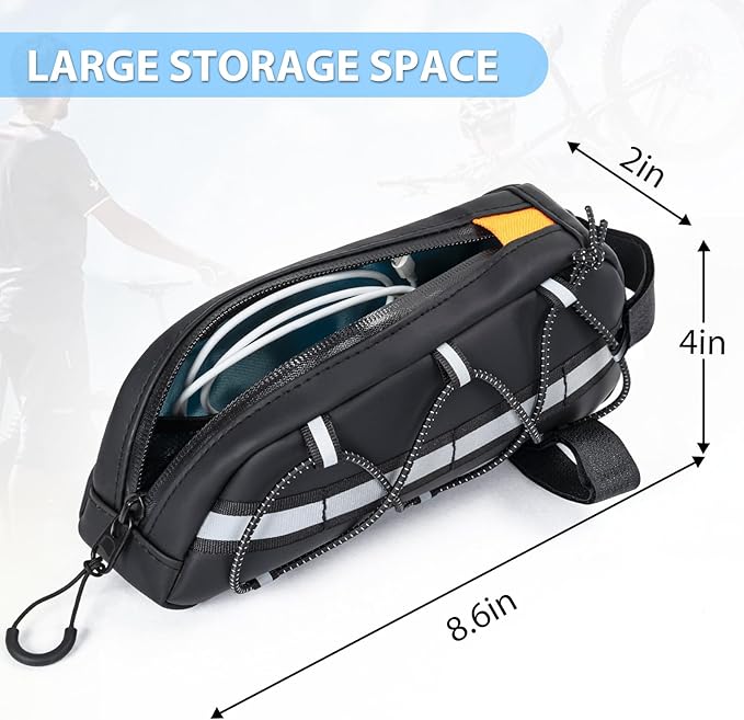 GMAK Top Tube Bike Bag, Bike/Bicycle Phone Front Frame Bags, Cycling Pouch, Bike Accessories Triangle Bag for Men Compatible with Phone Under 6.8'' (iPhone 16/15/14 Pro, Plus, Pro Max)