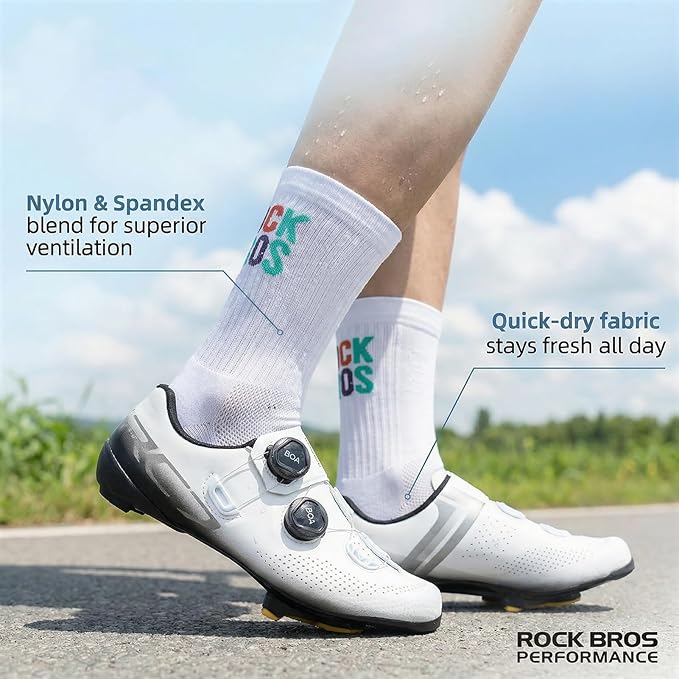 ROCKBROS Cycling Socks,Crew Length Bike Socks,Shock-Absorbing & Non-Slip,4-Season Versatilefor Men Women
