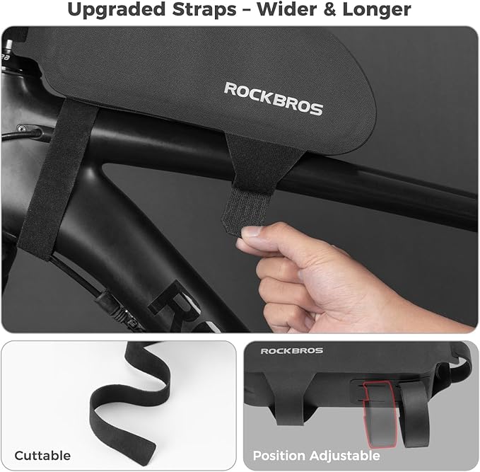 ROCKBROS Bike Top Tube Bag Bicycle Front Frame Bag Waterproof Bike Pouch Pack Bike Phone Bag Cycling Accessories Pouch for Mountain Road Bike Large Upgrade