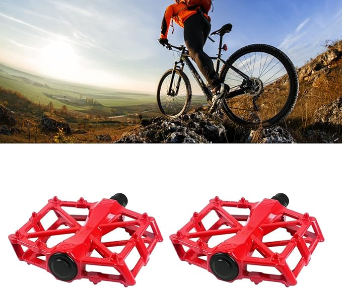 Mountain Bike Pedals Aluminum Alloy Stable Hollow Design Light Weight High Strength Wide Road Bike Pedal Set