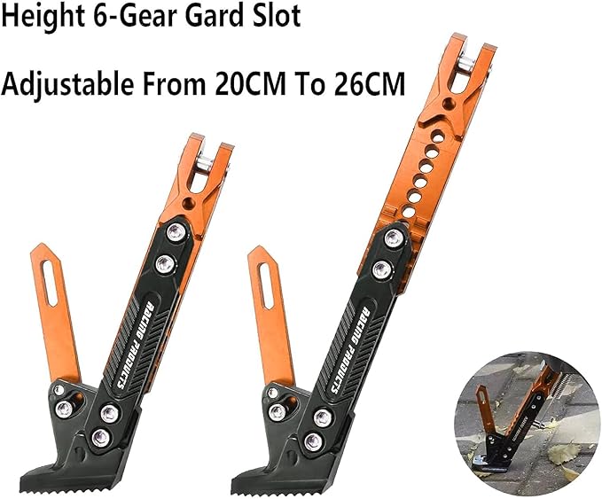 Universal Motorcycle Kickstand Adjustable Foot Side Support Parking Kickstand for Electric Motorbike Parking Foot Side Support Stand (Orange)
