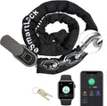 Chain Lock with Key eLinkSmart Waterproof Bicycle 100CM Chain Lock for Bike Scooter Motorcycle Door Fence Gate Fingerprint Bluetooth App Heavy Duty Outdoor Security