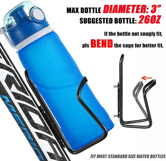 USHAKE Water Bottle Cages, Basic MTB Bike Bicycle Alloy Aluminum Lightweight Water Bottle Holder Cages Brackets(2 Pack- Drilled Holes Required)