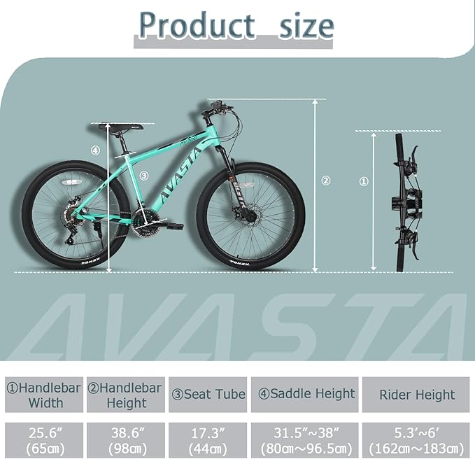 AVASTA AV300 26 27.5 inch Mountain Bike with 21-Speed, Aluminum Frame, Dual Disc Brake, Comfortable Saddle, Multiple Colors