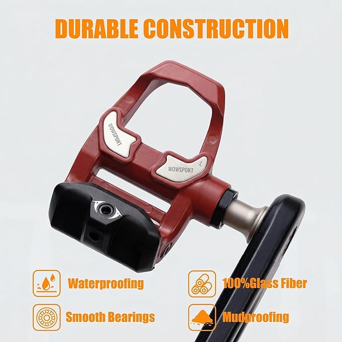 WOWSPORT Look Keo Road Bike Pedals - Lightweight Clipless Pedals with Sealed Bearings & Nylon/Carbon Body | 9/16″ Spindle, Compatible with Look Keo Cleats for Indoor & Road Cycling