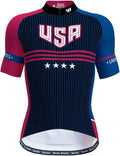 Lo.gas USA Cycling Jersey Men Short Sleeve Bike Biking Shirts American Flag Road Bicycle Clothing Full Zip with Pockets