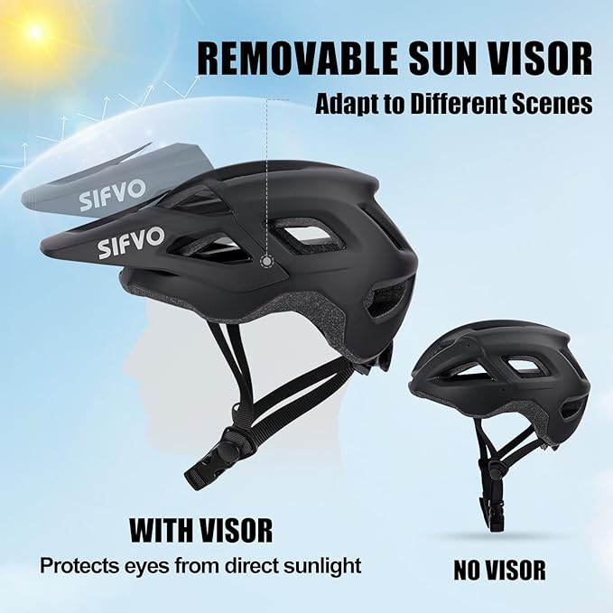 Bike Helmets for Men and Women, Mountain Bike Helmet with Extended Visor Helmets for Adults Adjustable & Comfortable Bicycle Helmet Road Bike Helmet 55-61cm