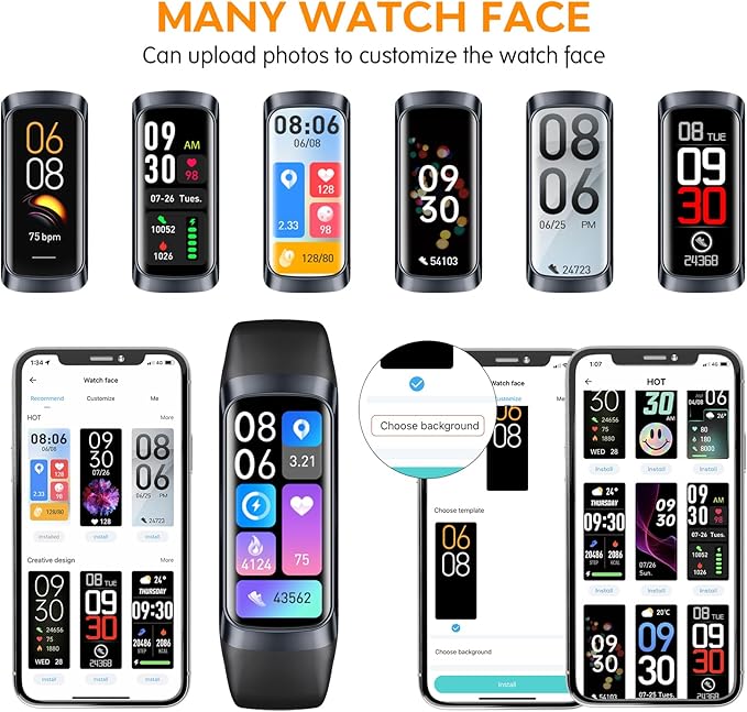 Fitness Activity Tracker for Men Women,Smart Watch with Blood Pressure Monitor Heart Rate Sleep Monitor IP67 Waterproof Pedometer Step Counter Calorie Tracker Health Watch for Android iOS Phones