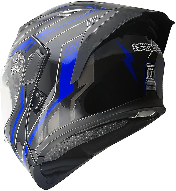 1Storm Motorcycle Modular Full Face Helmet Flip up Dual Visor Sun Shield: HB89 Arrow Blue