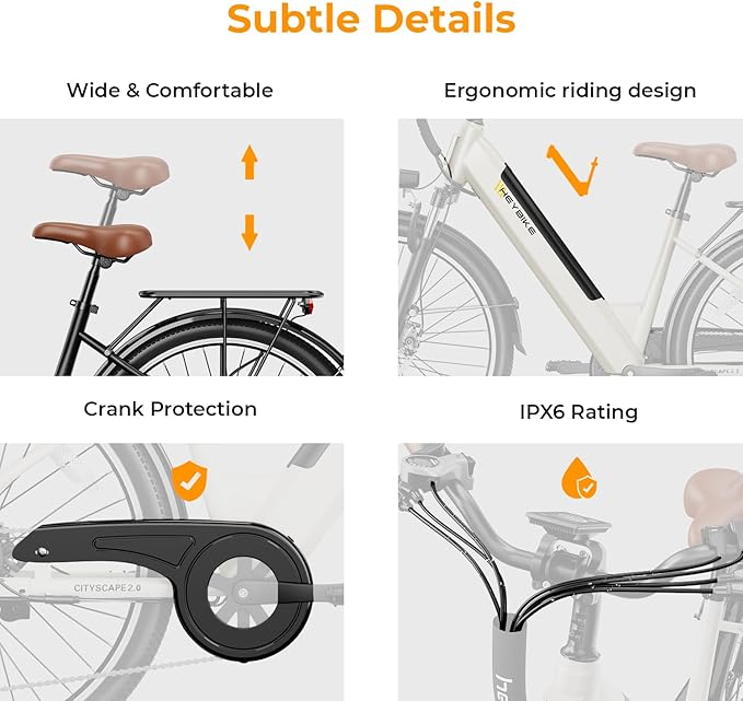 Heybike Cityscape 2.0 Electric Bike for Adults with 1200W Motor Peak, 468Wh Removable Battery, up to 50Miles 24MPH 26" Electric Commuter Bike with 7-Speed, UL Certified