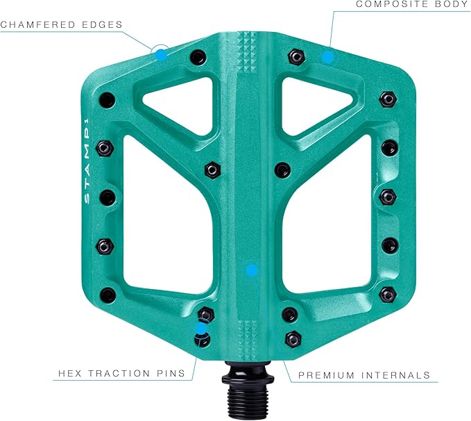 Crankbrothers Stamp Flat MTB Pedals - Size-Specific, Lightweight, Versatile, Durable Bike Pedals