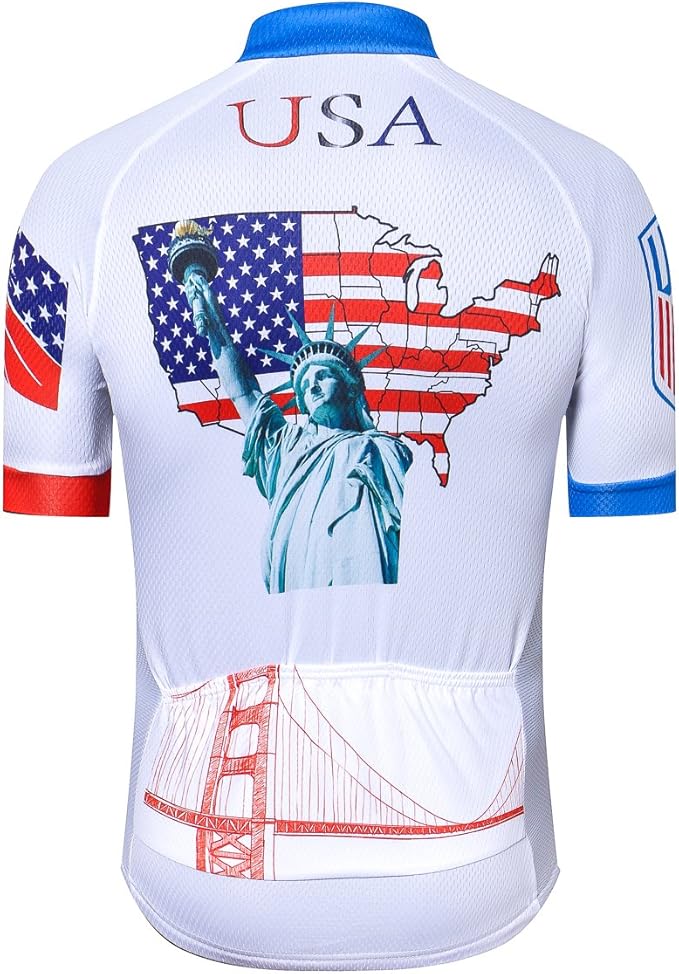 New Pro Full Zipper Men's Cycling Jersey Short Sleeve Riding Shirt USA