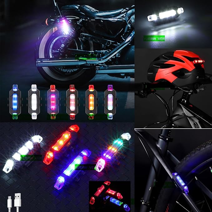 2 Pack USB Rechargeable LED Bicycle Rear Lights Cycling Bike Taillight Safety Lamp Night Essential Waterproof 4 Modes Warning Light for Men Women Kids MTB