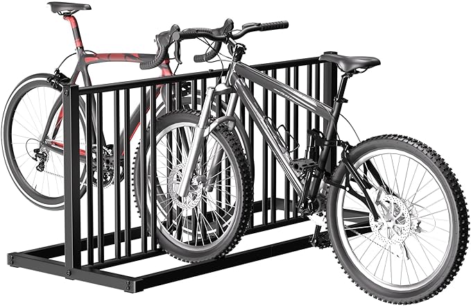 GIOTORENT Outdoor Bike Rack, 19-Capacity Double-Sided Floor Bicycle Rack for Garage School Business, 61" Heavy-Duty Carbon-Steel Bike Parking Rack with Anti-Rust Coating, Black