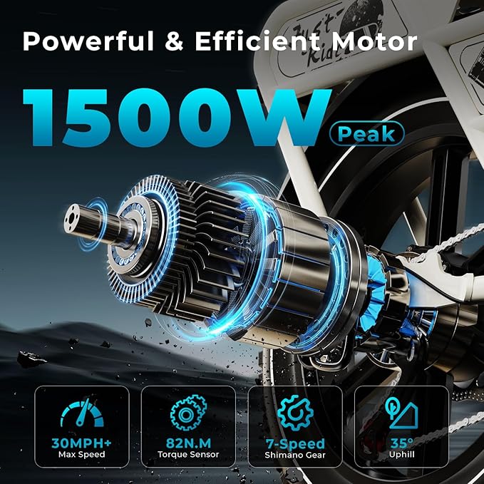 Auloor Dual Battery Electric Bike for Adults, 48V 60AH 160 Miles Long Range Cargo Ebike, 1500W Motor 30MPH+, 20" Fat Tire Fast Mountain EBike, Full Suspension & Hydraulic Brakes, Torque Sensor