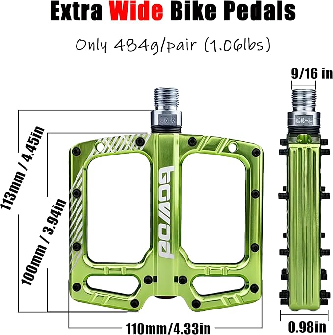 Bike Pedals 9/16" Lightweight Non-Slip Bicycle Platform Pedals - Fits Most Adult Bikes & Mountain Bikes &MTB, Road Bikes and Slip-Resistant Design