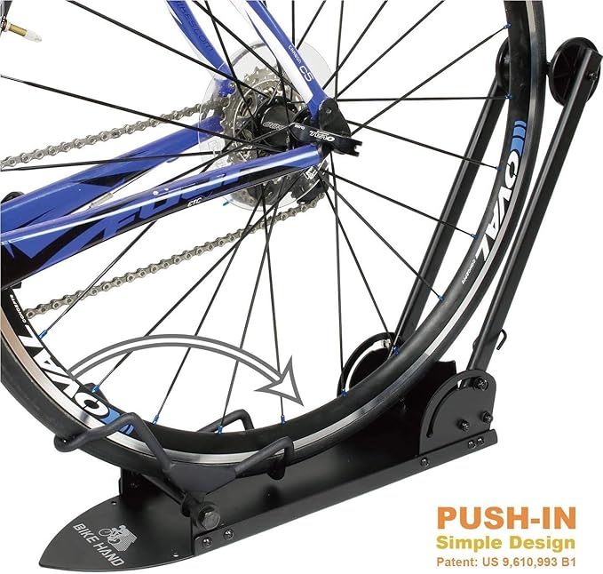 BikeHand Bicycle Floor Parking Rack Stand - for Mountain MTB & Road Bikes Indoor Outdoor Garage Storage - Floor Mounted Classic Rack or for Fat Bike Rack - Max Tire Width 2.4"