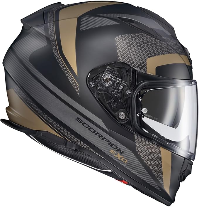 ScorpionEXO Ryzer Full Face Motorcycle Helmet with Pinlock Ready Shield with Integrated Speaker Pockets DOT ECE Approved Evolution (Gold - Small)