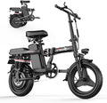 Electric Bike for Adults Teens, 1200W Peak Motor, 25MPH Folding E-Bike, 480/720Wh Battery, 45 Miles Range, Advanced 6/8 Point Suspension, 14" Compact Electric Bicycle with Pedals for Commuting