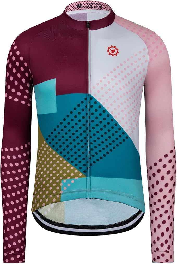 GCRFL Men's Cycling Jersey Long Sleeve Biking Shirt with 3+1 Zipper Pocket Breathable Quick Dry Bicycle Jersey