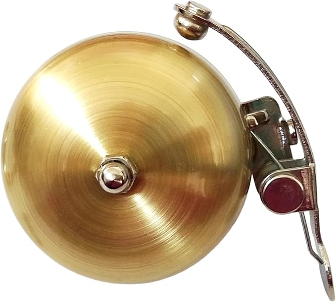 NIDONE Bike Ring Bell for Adult Retro Nickel Plated Copper Golden Bike Bell Replacement Loud & Clear Horn for 22-25mm Handlebar