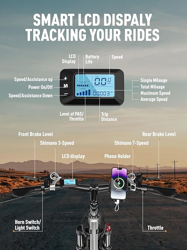E·Bycco 34 MPH 70 Miles Long Range 1000W Electric Bike for Adults – 29" Tire 48V 17.5Ah Removable Battery, 21 Speed, Fast City Commuter Pedal Assist E-Bike for Snow Sand, E8