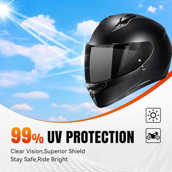 LKV HJ-34P Helment Visor Replacement - HJC C10 Motocycle Helmet Visor UV Protection Face Shield Compatible With HJ34P HJC C10 (Black)