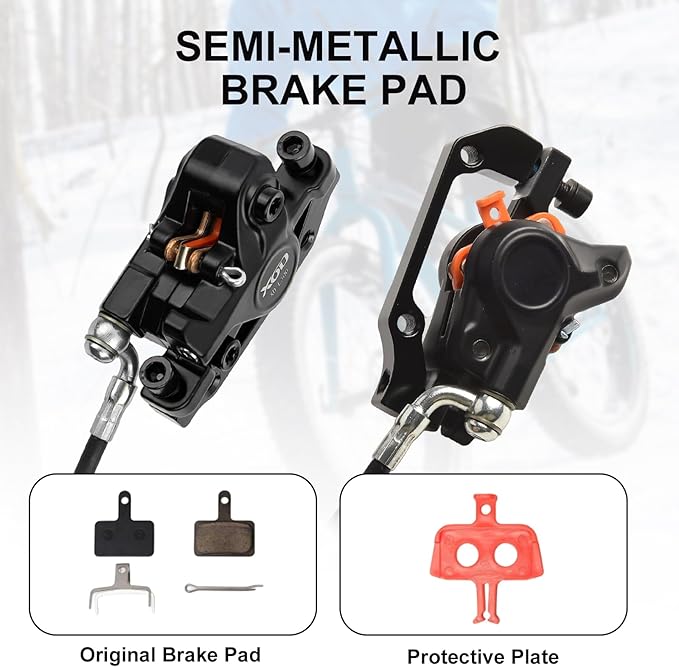 E-Bike Hydraulic Disc Brake Set Electric Power Control Shifter, Aluminum Front 140/160mm Rear 160/180mm Brake Rotors, Left/Right-Front/Rear Braking Direction For Scooter And Motorcycle(Right front)