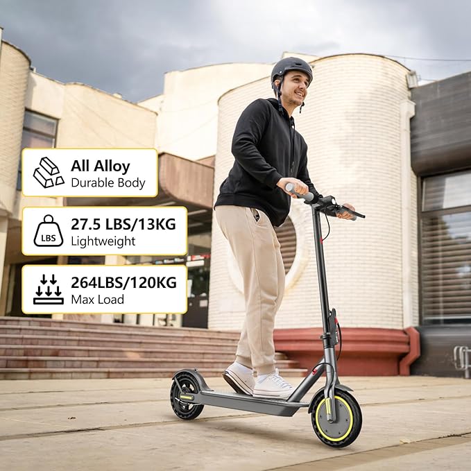 Electric Scooter for Adults - 19/22MPH & 15/22Mile Range, 8.5"/10" Solid Tires Folding Commuter E-Scooter with Dual Suspension, App Control & Dual Brake System, with Seat