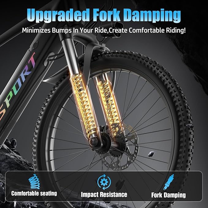 ASKGO Electric Bike for Adults, 1500W Peak Motor, 25Mph, 65Miles, 48V 10AH Removable Battery, 26“ Mountain Ebike with 7-Speed Gear for Beach Snow Commuter