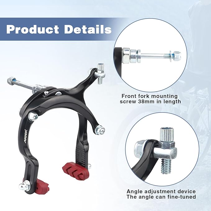 Bike Brake Set Front Caliper Brake Aluminum Alloy Left Brake Lever with Brake Cable for Mountain Bike BMX Cruiser Bike
